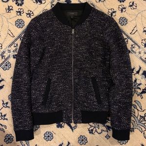 JCrew dark navy boucle bomber jacket size 6